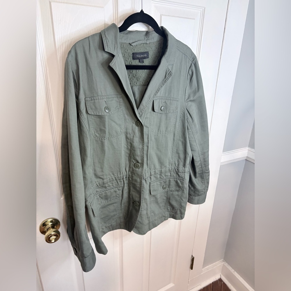 Talbots Cotton Casual Utility Jacket – Olive Green – Size XL | Versatile - Picture 4 of 10